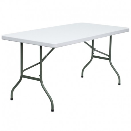 MFO 30''W x 60''L Granite White Plastic Folding Table