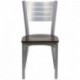 MFO Silver Slat Back Metal Restaurant Chair - Walnut Wood Seat