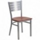 MFO Silver Slat Back Metal Restaurant Chair - Cherry Wood Seat