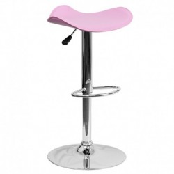 MFO Contemporary Pink Vinyl Adjustable Height Bar Stool with Chrome Base