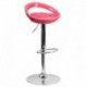 MFO Contemporary Pink Plastic Adjustable Height Bar Stool with Chrome Base
