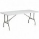 MFO 30''W x 72''L Bi-Fold Granite White Plastic Folding Table