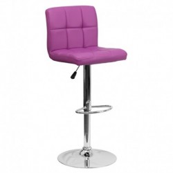 MFO Contemporary Purple Quilted Vinyl Adjustable Height Bar Stool with Chrome Base