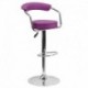 MFO Contemporary Purple Vinyl Adjustable Height Bar Stool with Arms and Chrome Base