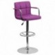 MFO Contemporary Purple Quilted Vinyl Adjustable Height Bar Stool with Arms and Chrome Base