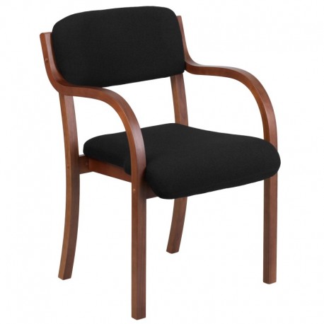MFO Contemporary Black Fabric Wood Side Chair with Walnut Frame