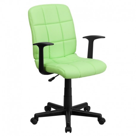 MFO Mid-Back Green Quilted Vinyl Task Chair with Nylon Arms