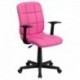 MFO Mid-Back Pink Quilted Vinyl Task Chair with Nylon Arms