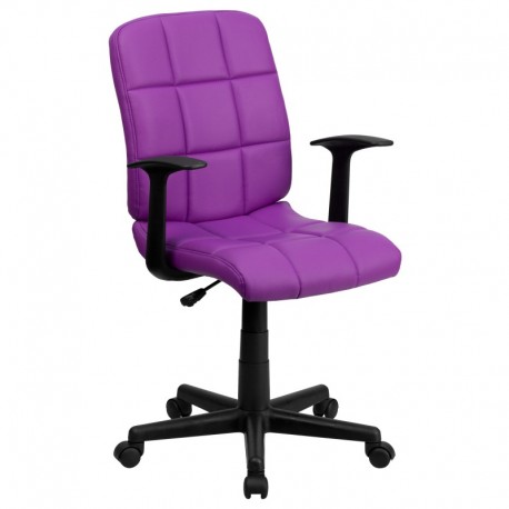 MFO Mid-Back Purple Quilted Vinyl Task Chair with Nylon Arms