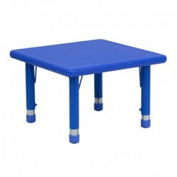 MFO 24'' Square Height Adjustable Blue Plastic Activity Table