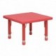 MFO 24'' Square Height Adjustable Red Plastic Activity Table