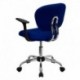 MFO Mid-Back Blue Mesh Task Chair with Arms and Chrome Base