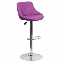 MFO Contemporary Purple Vinyl Bucket Seat Adjustable Height Bar Stool with Chrome Base
