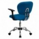 MFO Mid-Back Turquoise Mesh Task Chair with Arms and Chrome Base