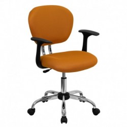 MFO Mid-Back Orange Mesh Task Chair with Arms and Chrome Base