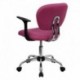MFO Mid-Back Pink Mesh Task Chair with Arms and Chrome Base