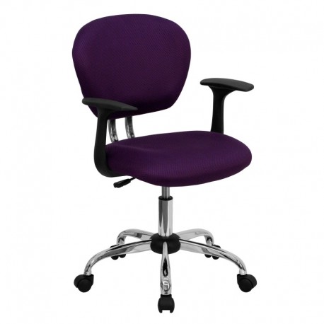 MFO Mid-Back Purple Mesh Task Chair with Arms and Chrome Base