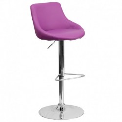 MFO Contemporary Purple Vinyl Bucket Seat Adjustable Height Bar Stool with Chrome Base