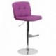MFO Contemporary Tufted Purple Vinyl Adjustable Height Bar Stool with Chrome Base