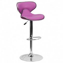 MFO Contemporary Cozy Mid-Back Purple Vinyl Adjustable Height Bar Stool with Chrome Base