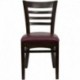 MFO Walnut Finished Ladder Back Wooden Restaurant Chair - Burgundy Vinyl Seat