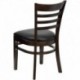 MFO Walnut Finished Ladder Back Wooden Restaurant Chair - Black Vinyl Seat