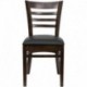 MFO Walnut Finished Ladder Back Wooden Restaurant Chair - Black Vinyl Seat