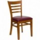 MFO Cherry Finished Ladder Back Wooden Restaurant Chair - Burgundy Vinyl Seat