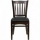 MFO Walnut Finished Vertical Slat Back Wooden Restaurant Chair - Black Vinyl Seat