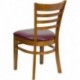 MFO Cherry Finished Ladder Back Wooden Restaurant Chair - Burgundy Vinyl Seat