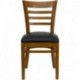 MFO Cherry Finished Ladder Back Wooden Restaurant Chair - Black Vinyl Seat