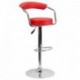 MFO Contemporary Red Vinyl Adjustable Height Bar Stool with Arms and Chrome Base