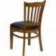 MFO Cherry Finished Vertical Slat Back Wooden Restaurant Chair - Black Vinyl Seat