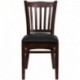 MFO Mahogany Finished Vertical Slat Back Wooden Restaurant Chair - Black Vinyl Seat