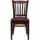 MFO Mahogany Finished Vertical Slat Back Wooden Restaurant Chair - Burgundy Vinyl Seat
