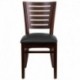 MFO Fervent Collection Slat Back Walnut Wooden Restaurant Chair - Black Vinyl Seat