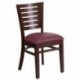MFO Fervent Collection Slat Back Walnut Wooden Restaurant Chair - Burgundy Vinyl Seat