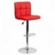 MFO Contemporary Red Quilted Vinyl Adjustable Height Bar Stool with Chrome Base