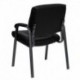 MFO Black Leather Executive Side Chair with Titanium Frame Finish