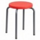 MFO Stackable Stool with Red Seat and Silver Powder Coated Frame