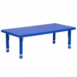 MFO 24''W x 48''L Height Adjustable Rectangular Blue Plastic Activity Table
