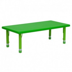 MFO 24''W x 48''L Height Adjustable Rectangular Green Plastic Activity Table