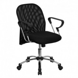 MFO Mid-Back Black Mesh Office Chair with Chrome Base