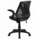 MFO Mid-Back Black Mesh Chair with Leather Seat