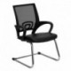 MFO Black Leather Office Side Chair with Black Mesh Back and Sled Base