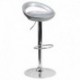 MFO Contemporary Silver Plastic Adjustable Height Bar Stool with Chrome Base