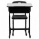 MFO Adjustable Height Student Desk and Chair with Black Pedestal Frame