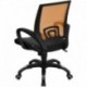 MFO Mid-Back Orange Mesh Computer Chair with Black Leather Seat