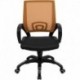 MFO Mid-Back Orange Mesh Computer Chair with Black Leather Seat