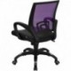 MFO Mid-Back Purple Mesh Computer Chair with Black Leather Seat